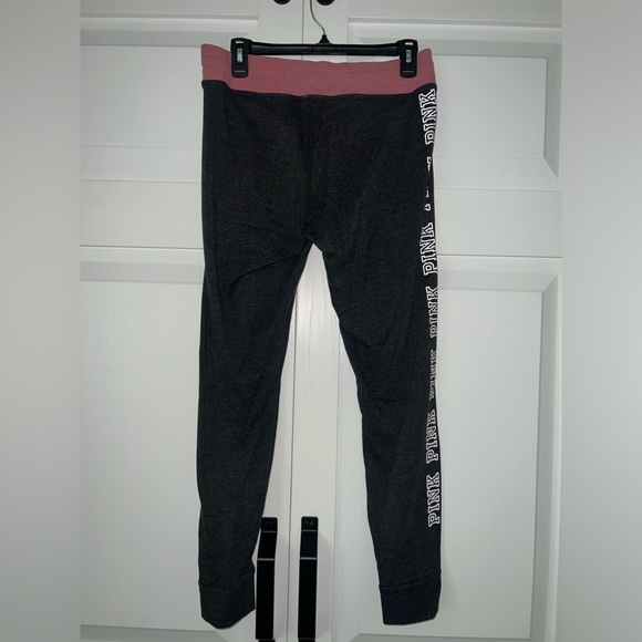 PINK Victoria's Secret Charcoal and Pink Logo Leggings - Picture 2 of 4